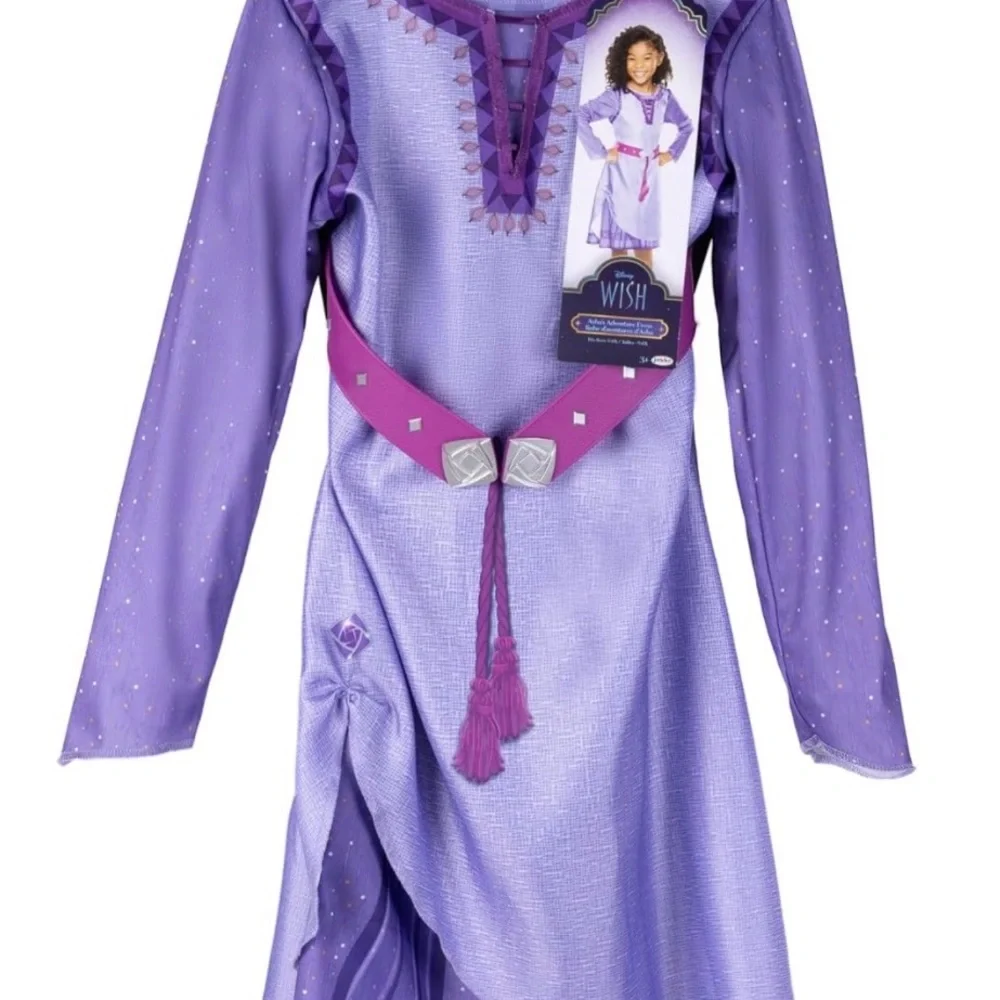 Disney Wish Asha Costume Dress Girls 4–6X Purple Long Sleeve Belted‎ NWT